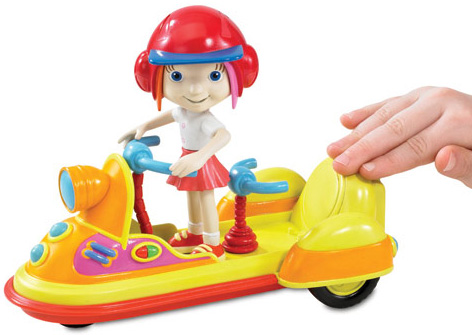 Girl playing with her Everythings Rosie Twooter toy