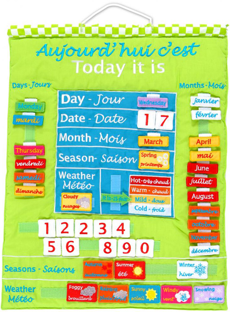 Bilingual English-French Calendar from Fiesta Crafts