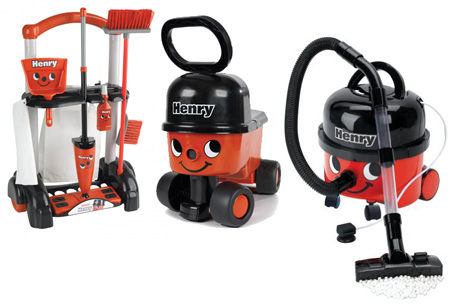 A Bumper Henry Prize from Casdon consisting of a Henry Vacuum, a Henry Cleaning Trolley and a Henry Sit n Ride