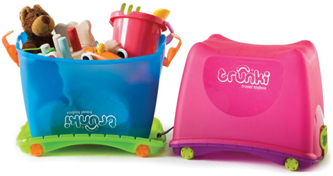 The Blue and Pink Travel Toyboxes from Trunki