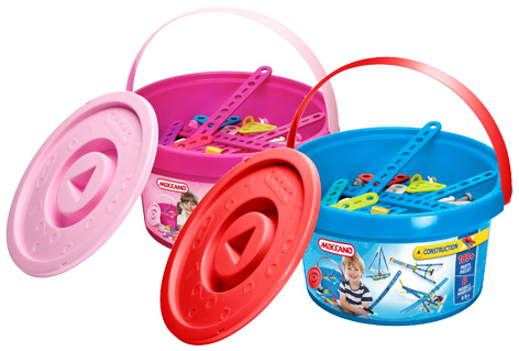 Pink and Blue Meccano Construction Buckets