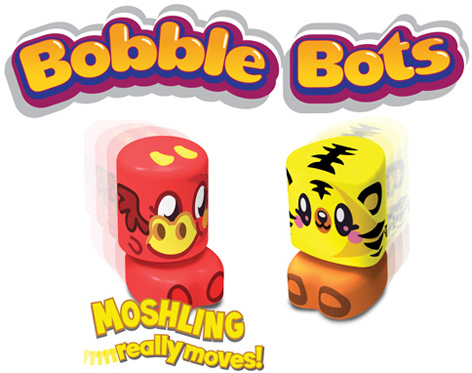 The Official Moshi Monster Bobble Bots Logo With 2 Cute Bobble Bots