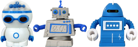 Three of the original Zibits robots