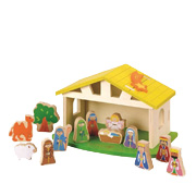 A Wooden Nativity Toy Scene