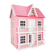 A Pink Wooden Dolls House from Wilton Bradley