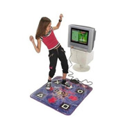 A Young Girl Using an Electronic Dance Mat Designed for Kids