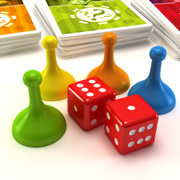 Boy playing board game