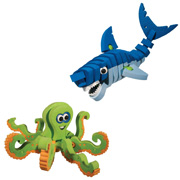 Shark and Octopus from the Bloco Marine Creature Toy Set