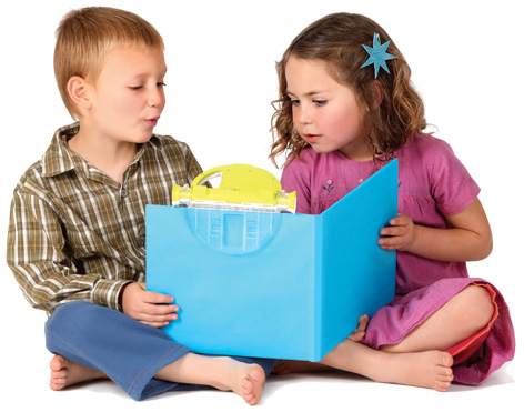 A boy and girl playing with Sparkup