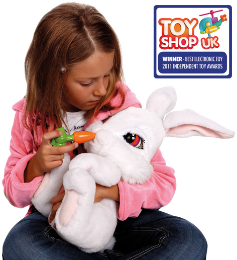 Girl Feeding her Milky The Bunny Emotion Pet