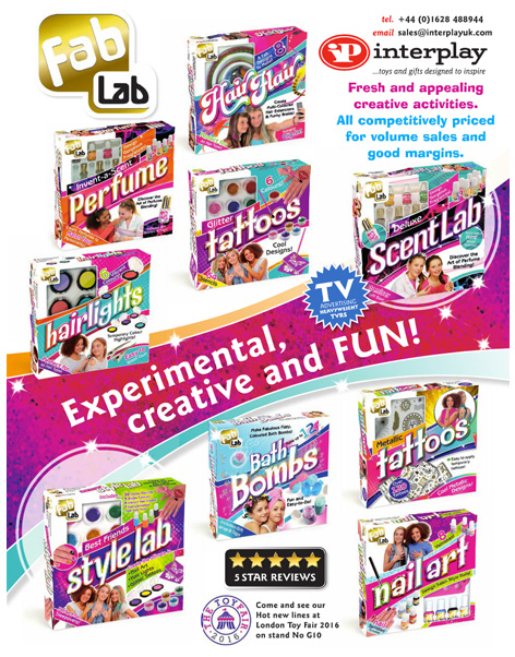 Trade advert for Interplay's Fab Lab toys