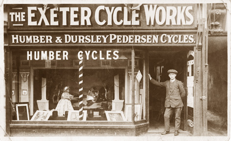 The original Exeter Cycle Works shop circa 1909