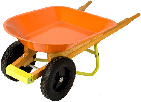 A toy wheelbarrow from Twigz Toys