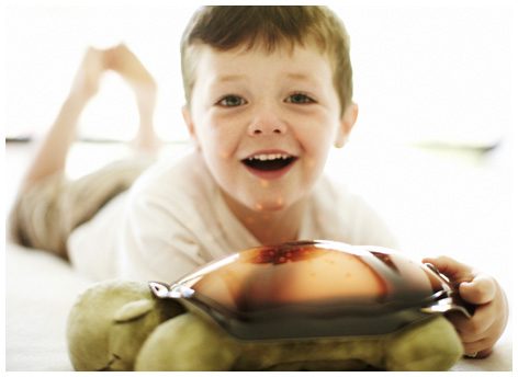 Boy playing with his Twilight Turtle