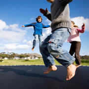 Kids having fun on a trampoline