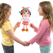 Girls playing with the Ring o Rosie doll from Everything's Rosie